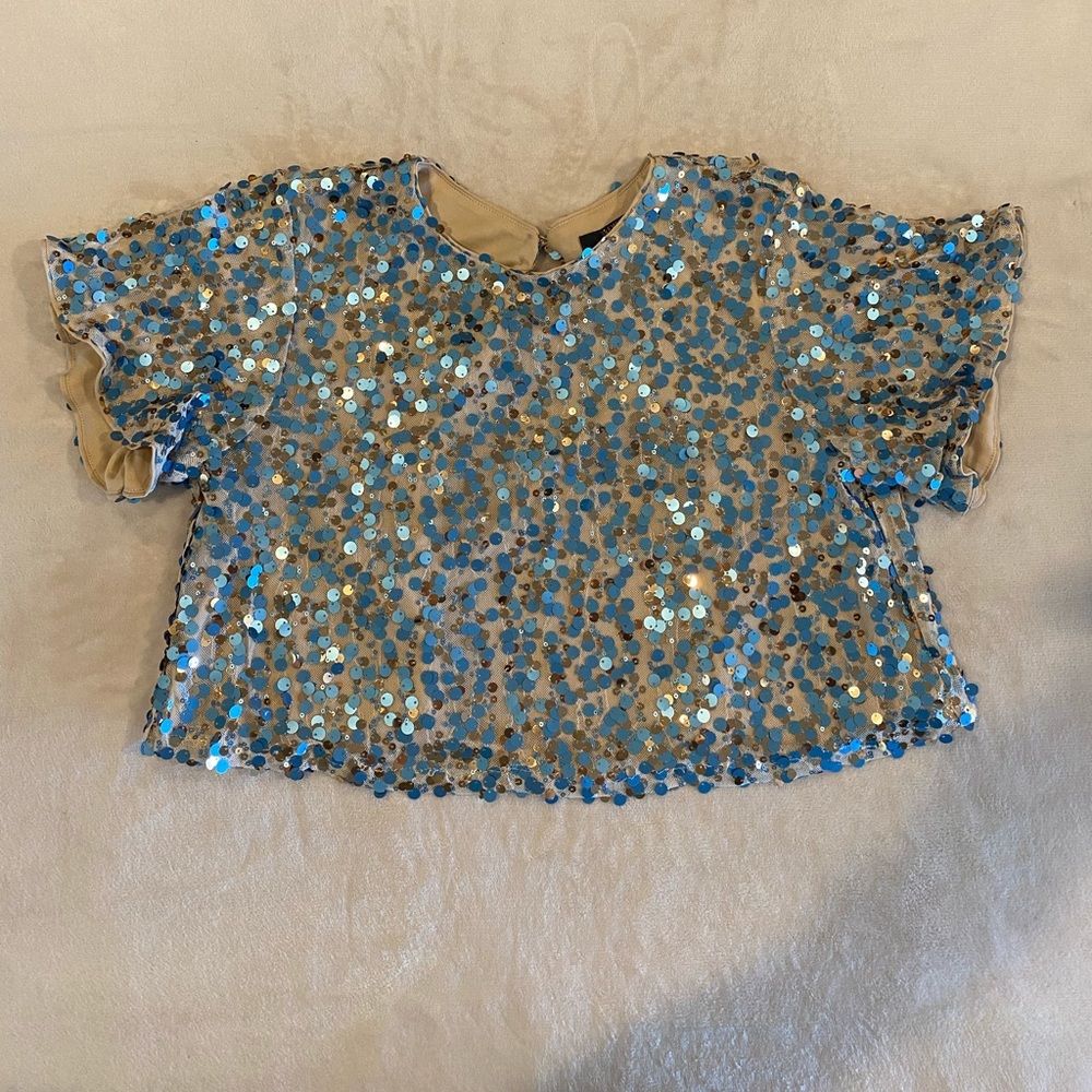 Sequined blue and nude crop top!